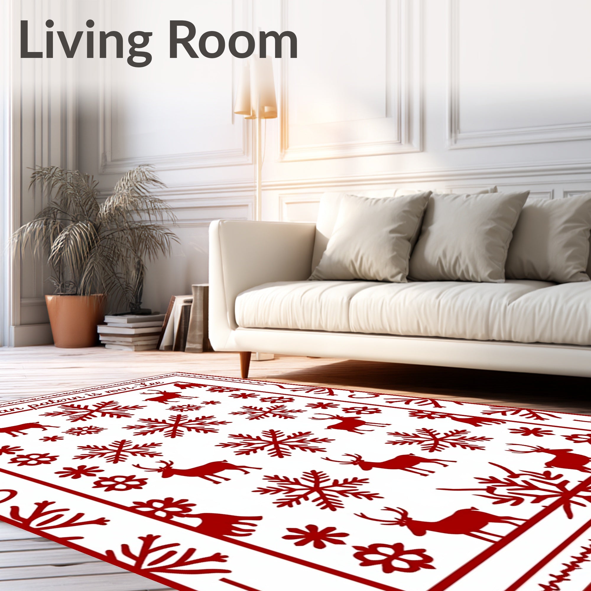 Red Reindeer Snowflake Classic Harmony Rug