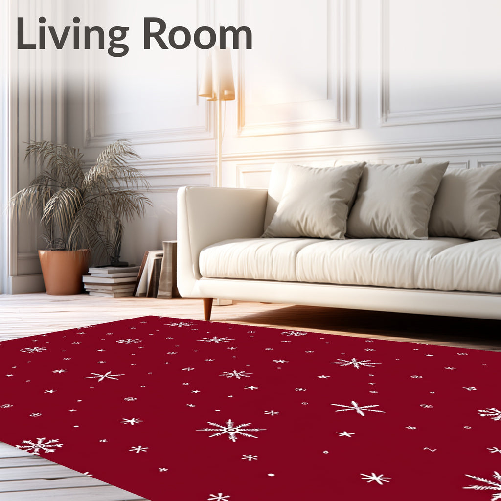 Red White Winter Flurry Sprinkle Rug