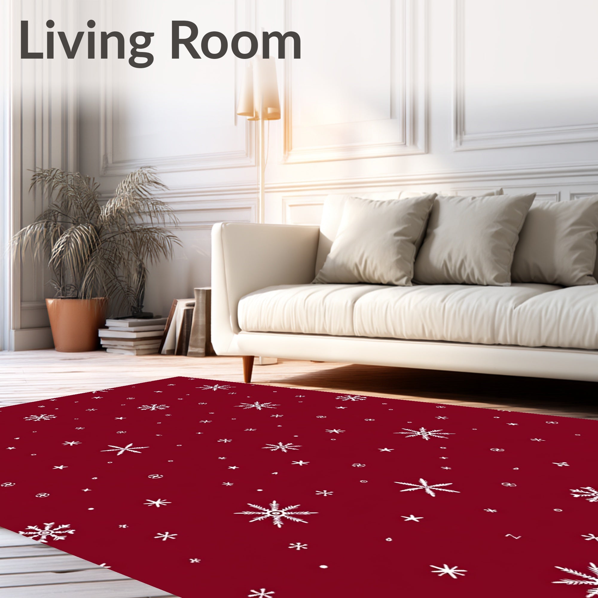 Red White Winter Flurry Sprinkle Rug