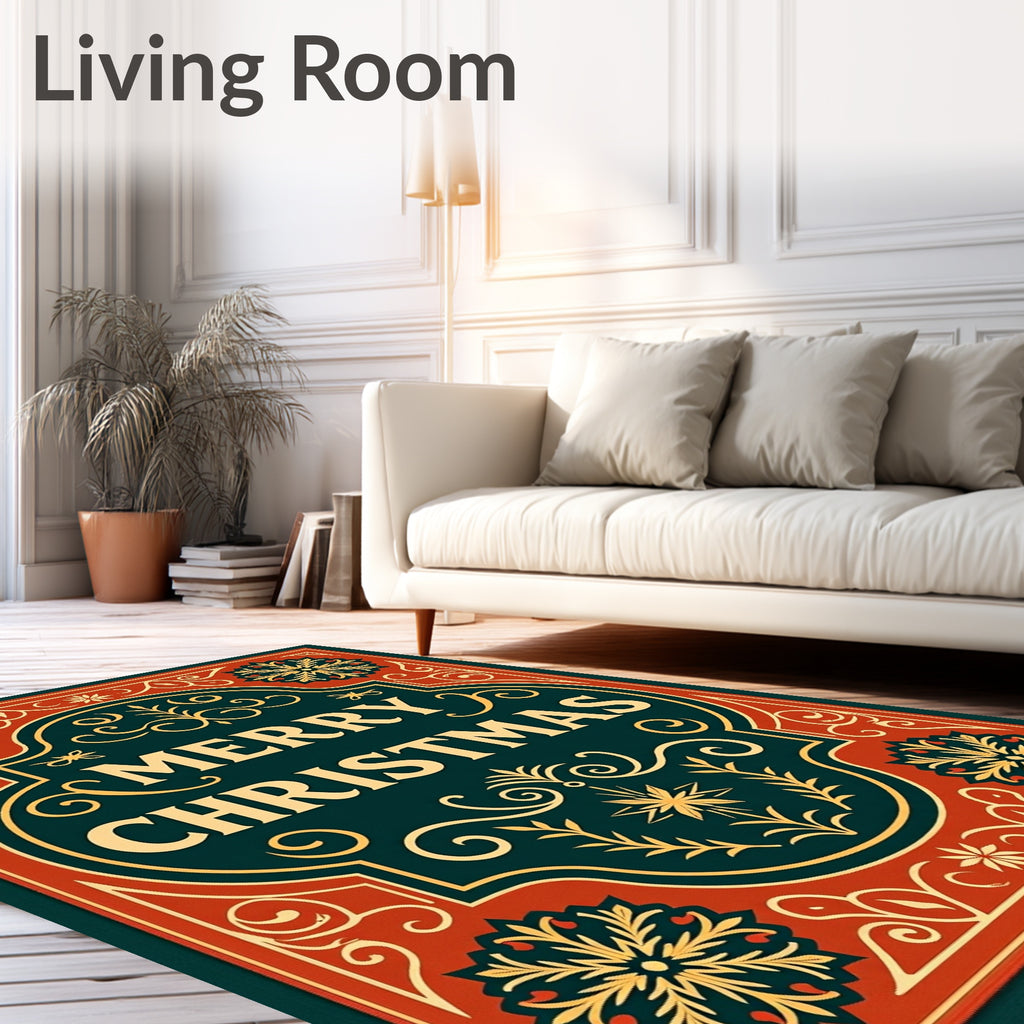 Crimson Emerald Golden Vintage Starburst Rug