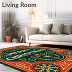 Crimson Emerald Golden Vintage Starburst Rug