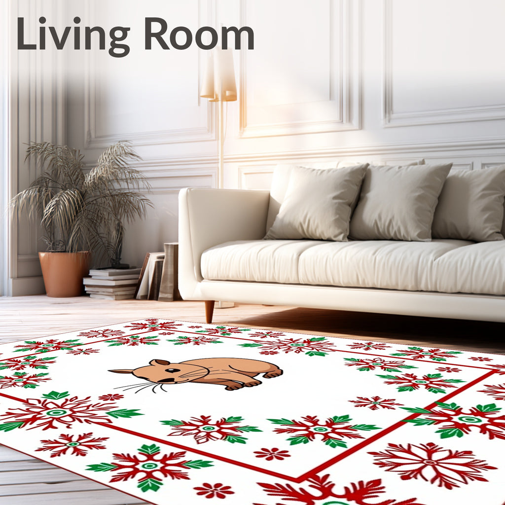 Cute Critter Snowflakes Border Rug