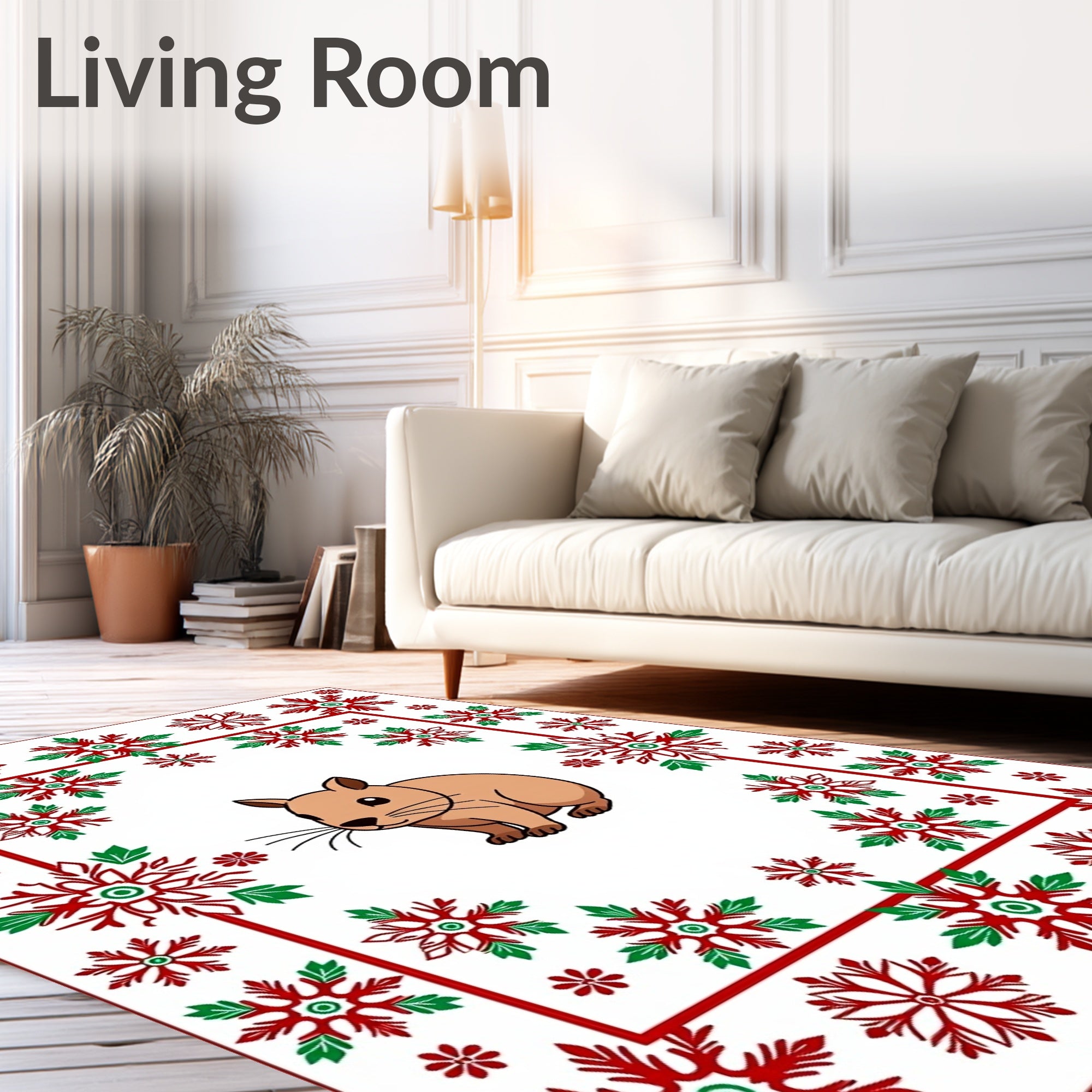 Cute Critter Snowflakes Border Rug