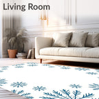 Deep Blue Snowflake Frame Rug