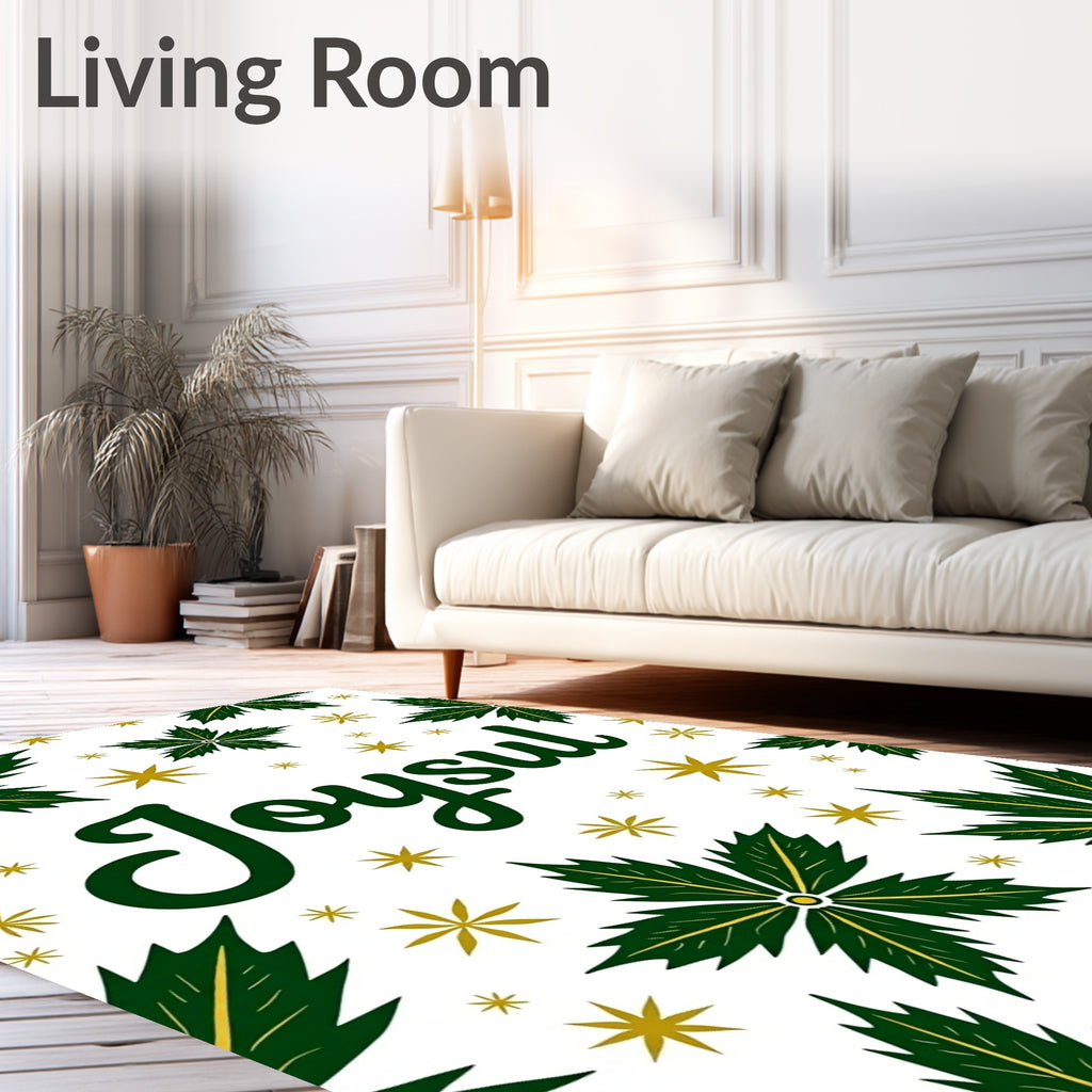 Emerald Green Holly Stars Rug