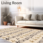Golden Musical Notation Flourish Rug