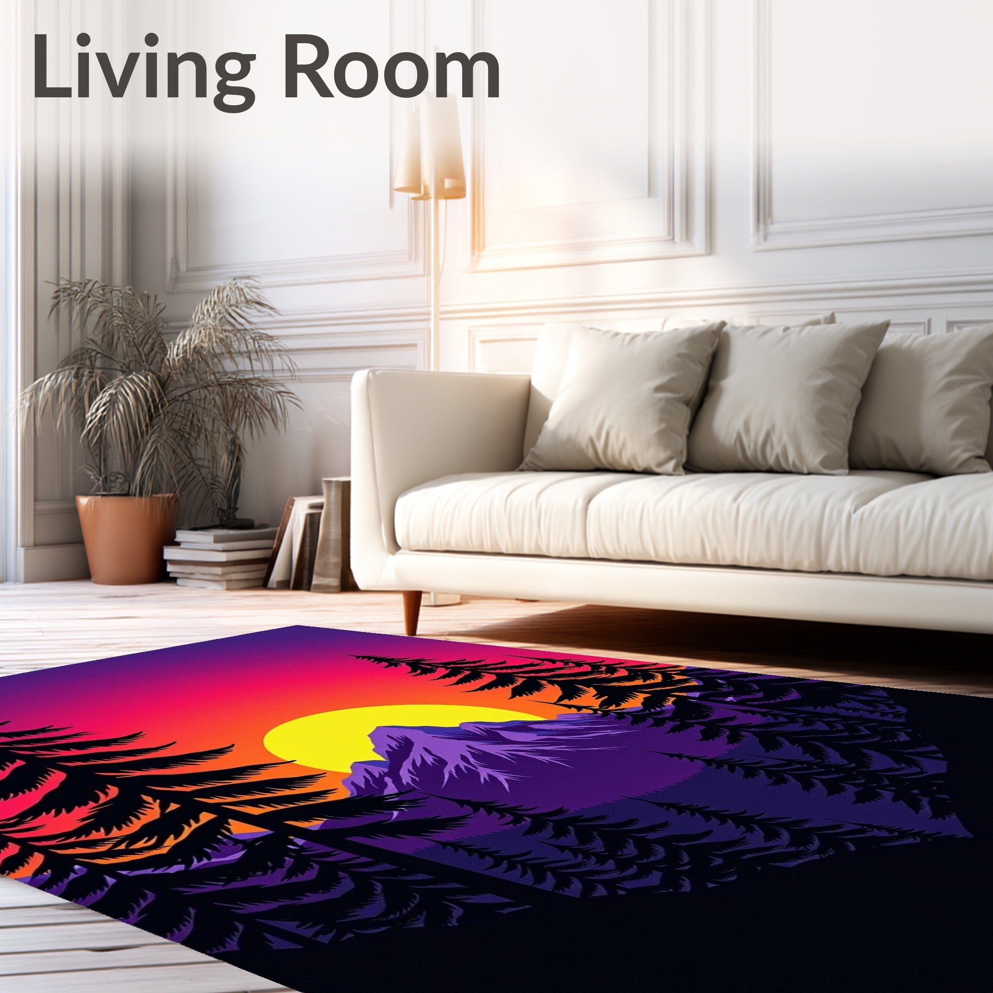 Purple Mountain Sunset Forest Rug