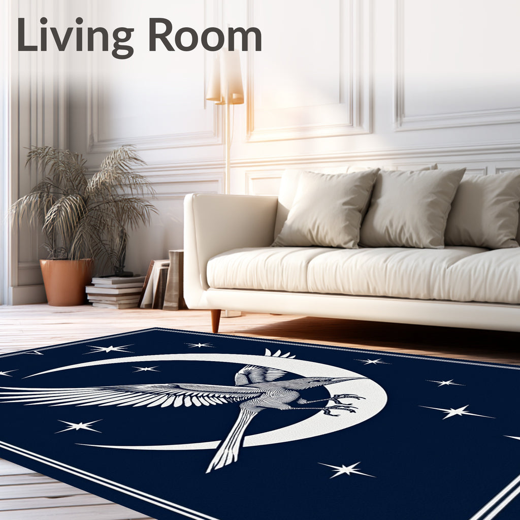 Midnight Raven Crescent Moon Stars Rug