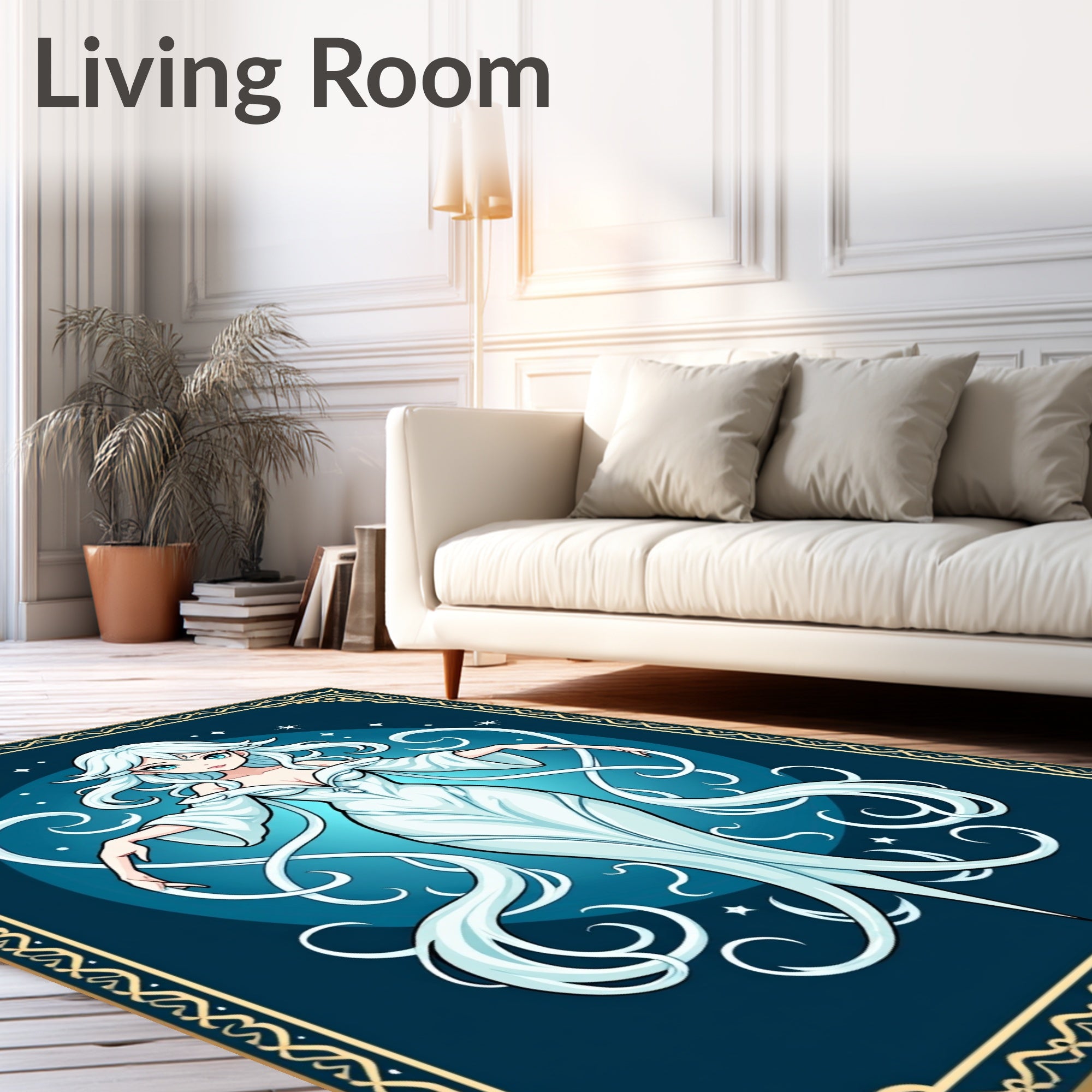 Ethereal White Celestial Maiden Rug