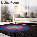 Vibrant Radial Rainbow Burst Rug