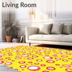 Vibrant Yellow Pink Bubble Collage Rug