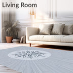 Icy Blue Snowflake Sunburst Rug