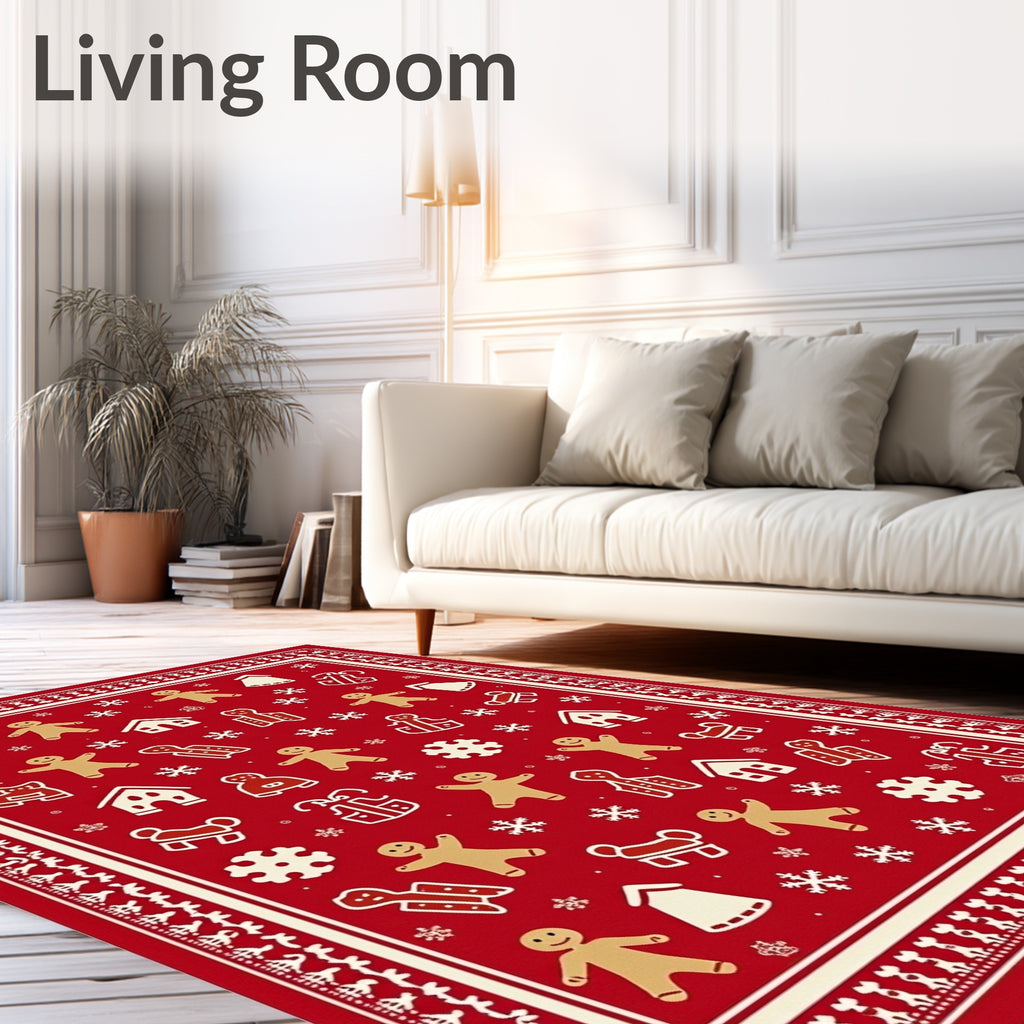 Whimsical Gingerbread and Snowflakes Collage Rug