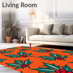 Festive Holly Berry Orange Red Rug