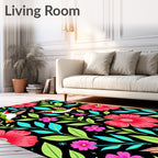 Exotic Pink Hibiscus Hummingbird Garden Rug