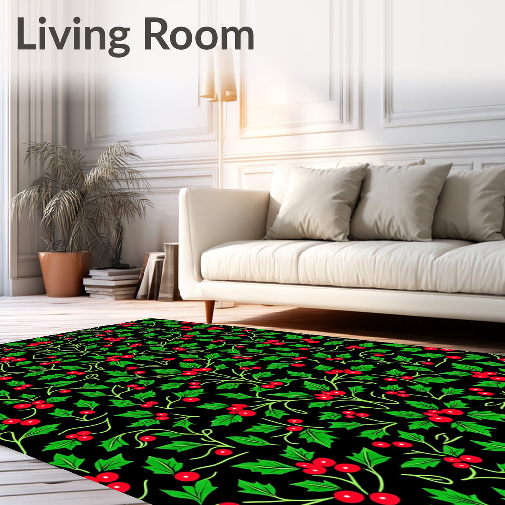 Rich Emerald Holly Berry Garland Rug