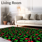 Rich Emerald Holly Berry Garland Rug