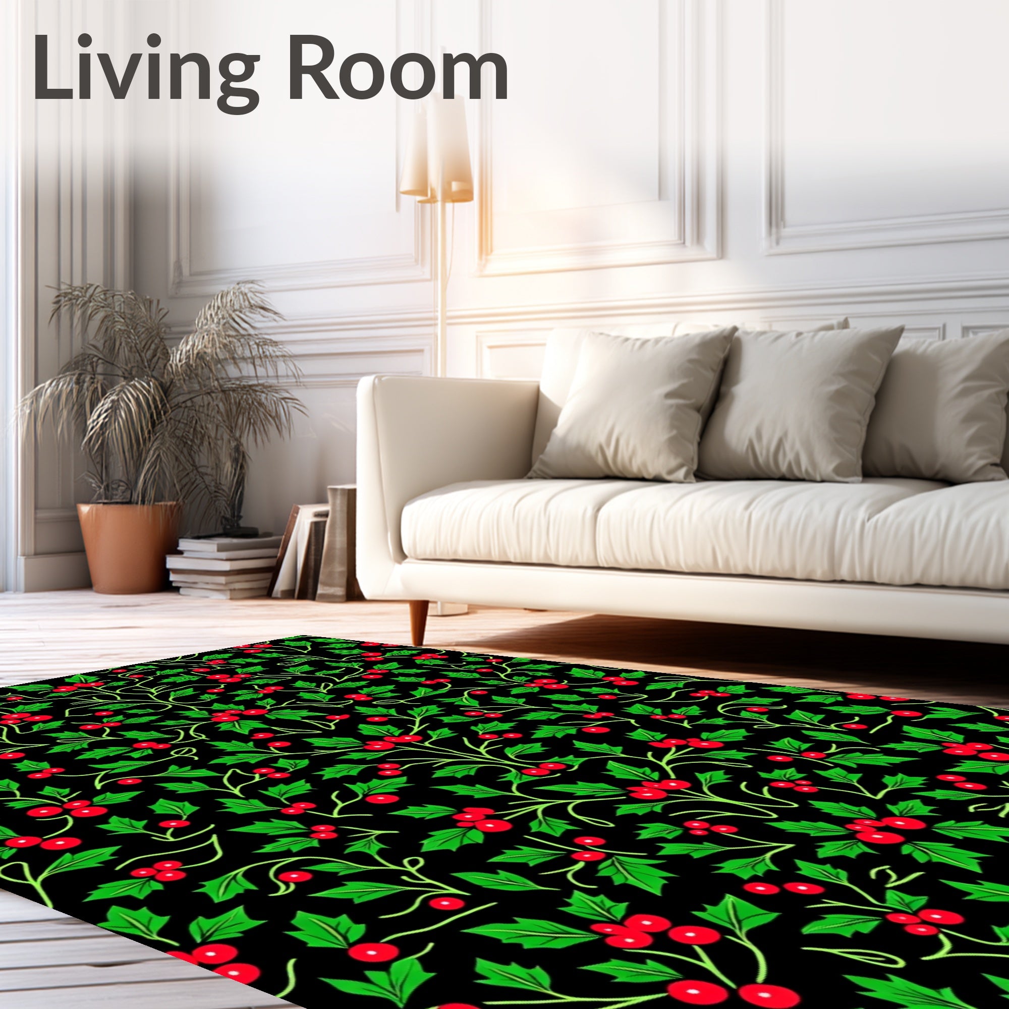 Rich Emerald Holly Berry Garland Rug