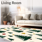 Green Trees Gold Star Ornaments Rug