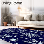 Winter Snowflake Scatter Navy Blue Rug