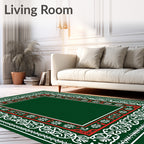 Classic Red White Emerald Border Rug