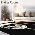 Eerie Cream Skull Black Backdrop Rug