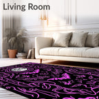 Vibrant Pink Lunar Bat Mandala Rug