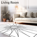 Radiant Sunburst Centerpiece Line Art Rug