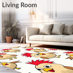 Whimsical Chicken Friends Cream Rug