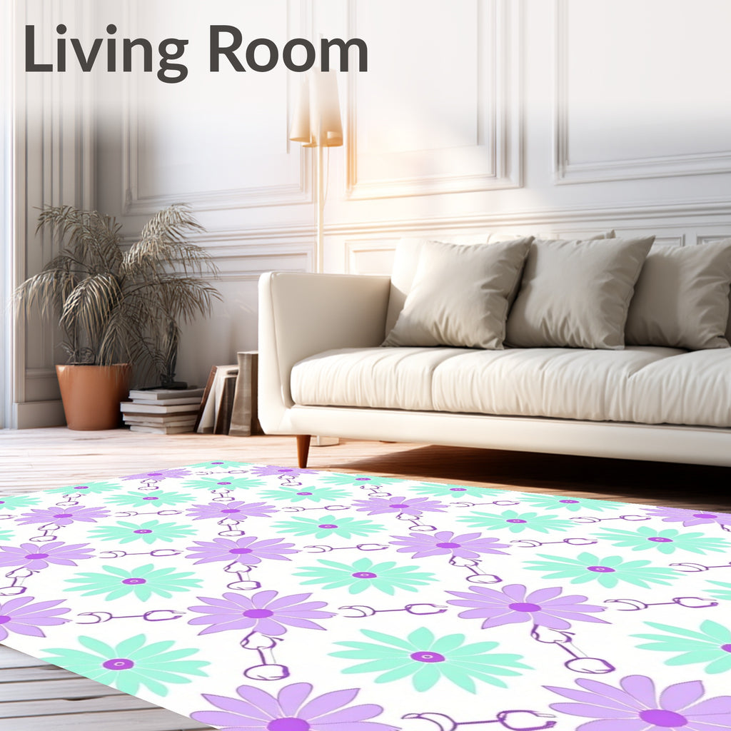 Purple and Teal Daisy Garland Rug