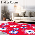 Bright Red Floral Starburst Medallion Rug