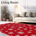 Crimson Red Snowflake Scatter Rug