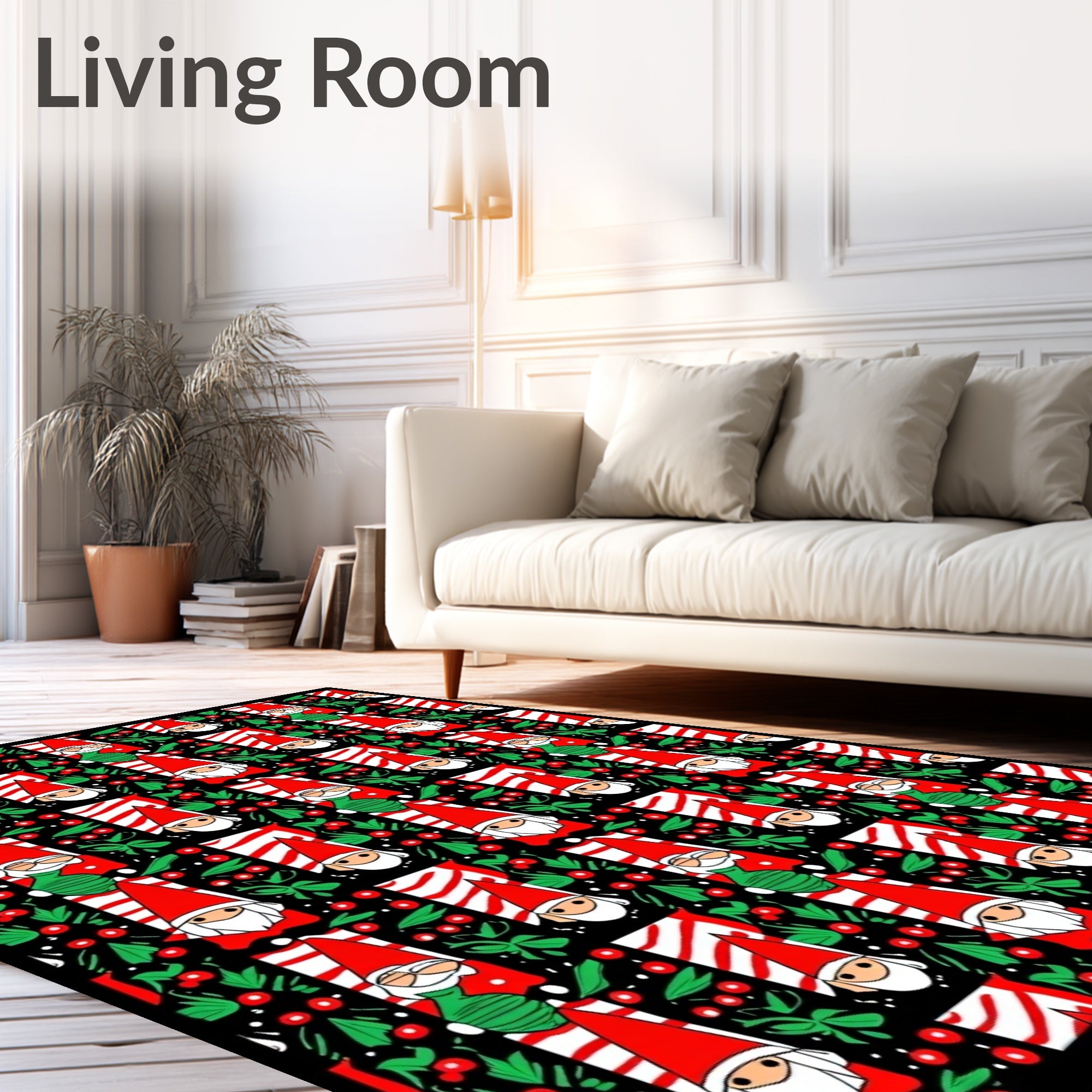 Festive Red Gnome Berry Stripe Rug