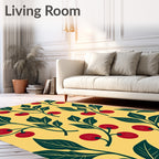 Bright Yellow Red Fruit Branches Rug