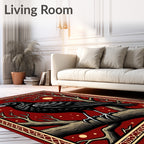 Gothic Crow Red Moon Woodland Rug