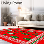 Christmas Gnomes With Trees Red Area Rug
