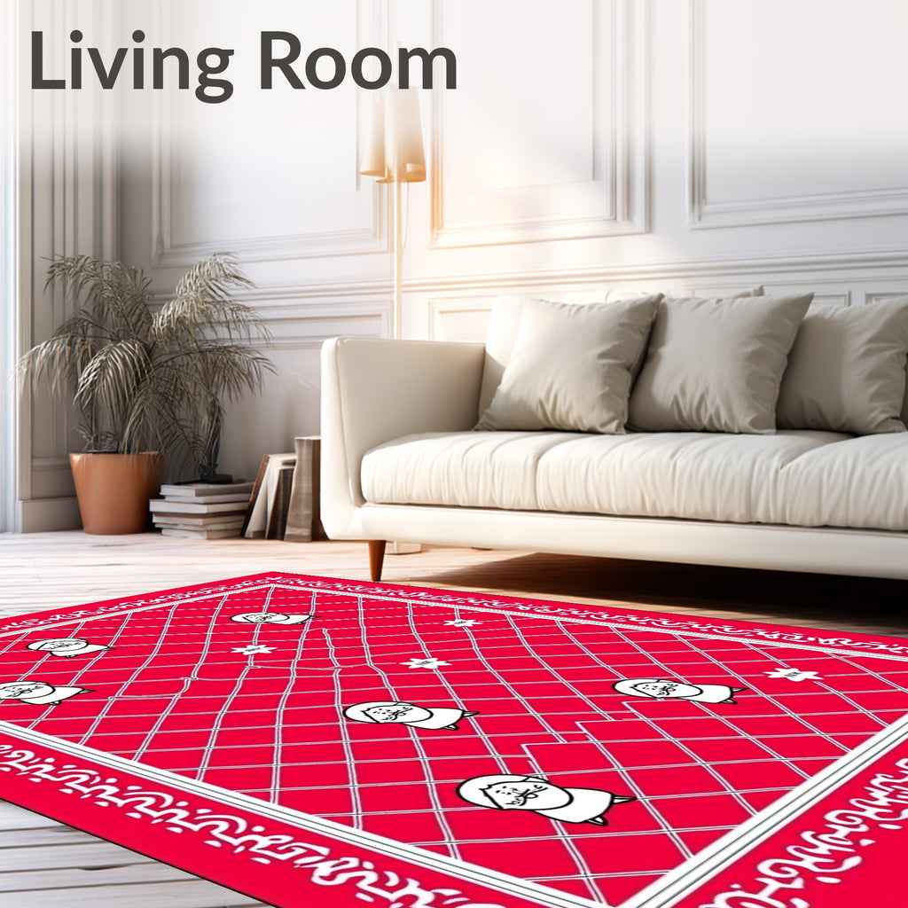 Red Cartoon Character Lattice Rug