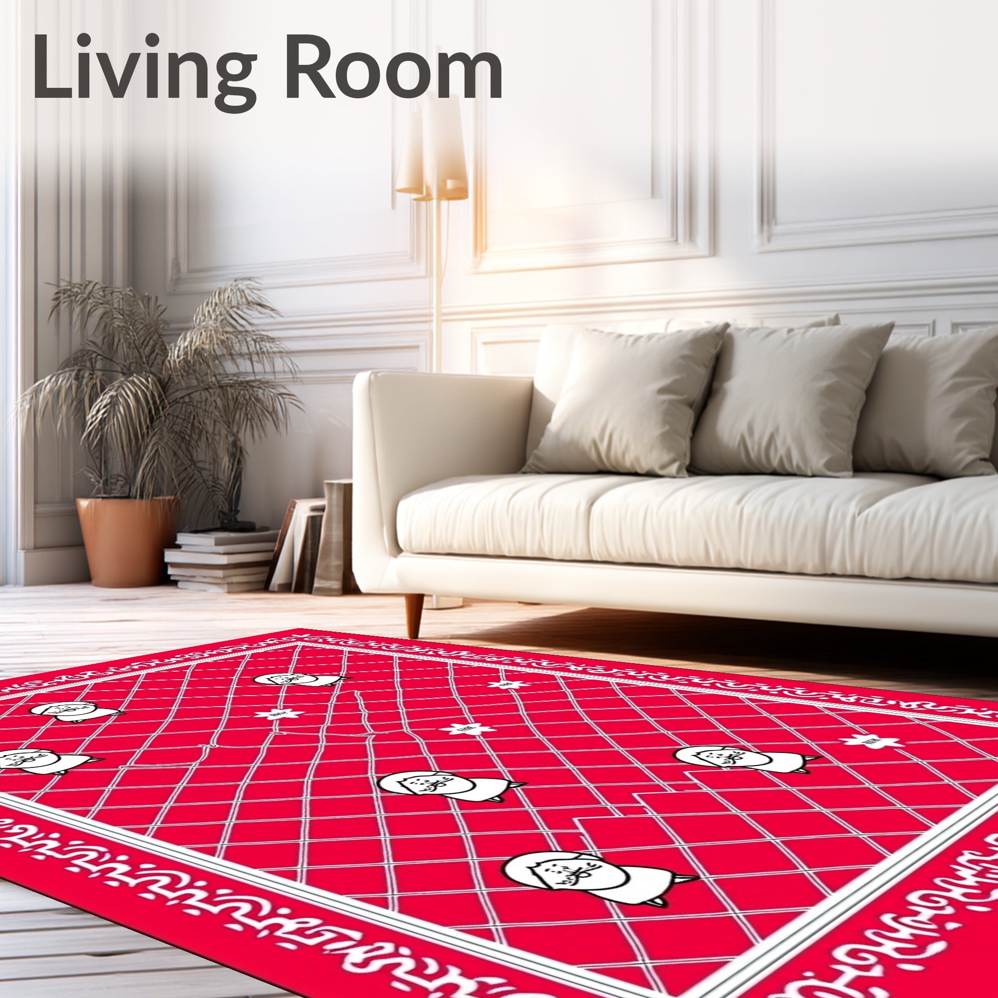Red Cartoon Character Lattice Rug
