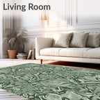 Earthy Green Organic Foliage Swirl Rug