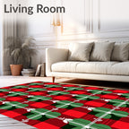 Red Green White Plaid Clover Tile Rug