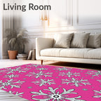 Pink Snowflake Cluster Art Rug
