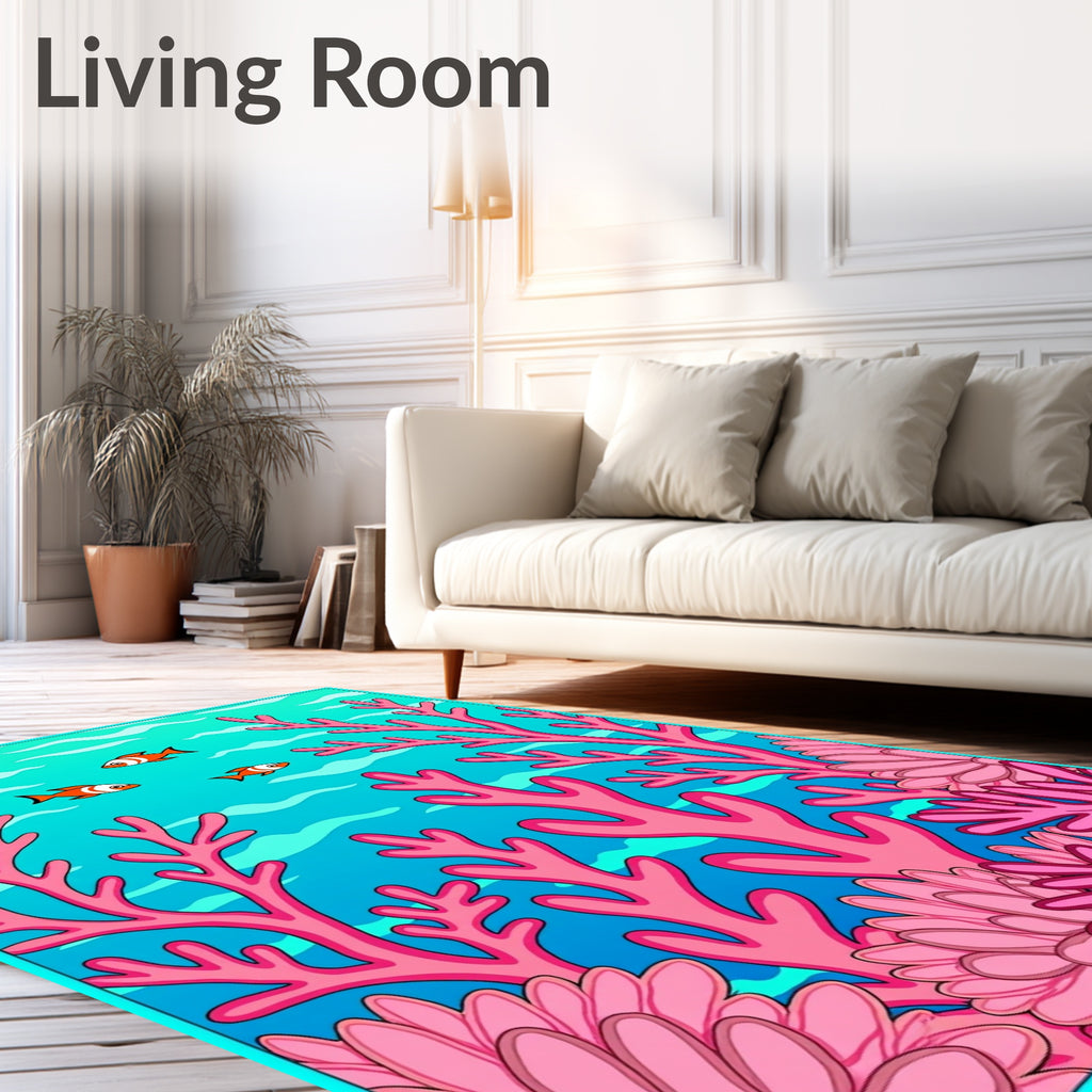 Coral Reef Orange Fish Underwater Garden Rug