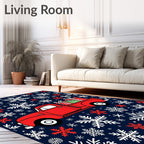 Red Truck Snowflakes Holiday Rug