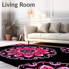 Pink Crimson Floral Mandala Roundel Rug