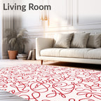 Crimson Script Heart Letters Rug