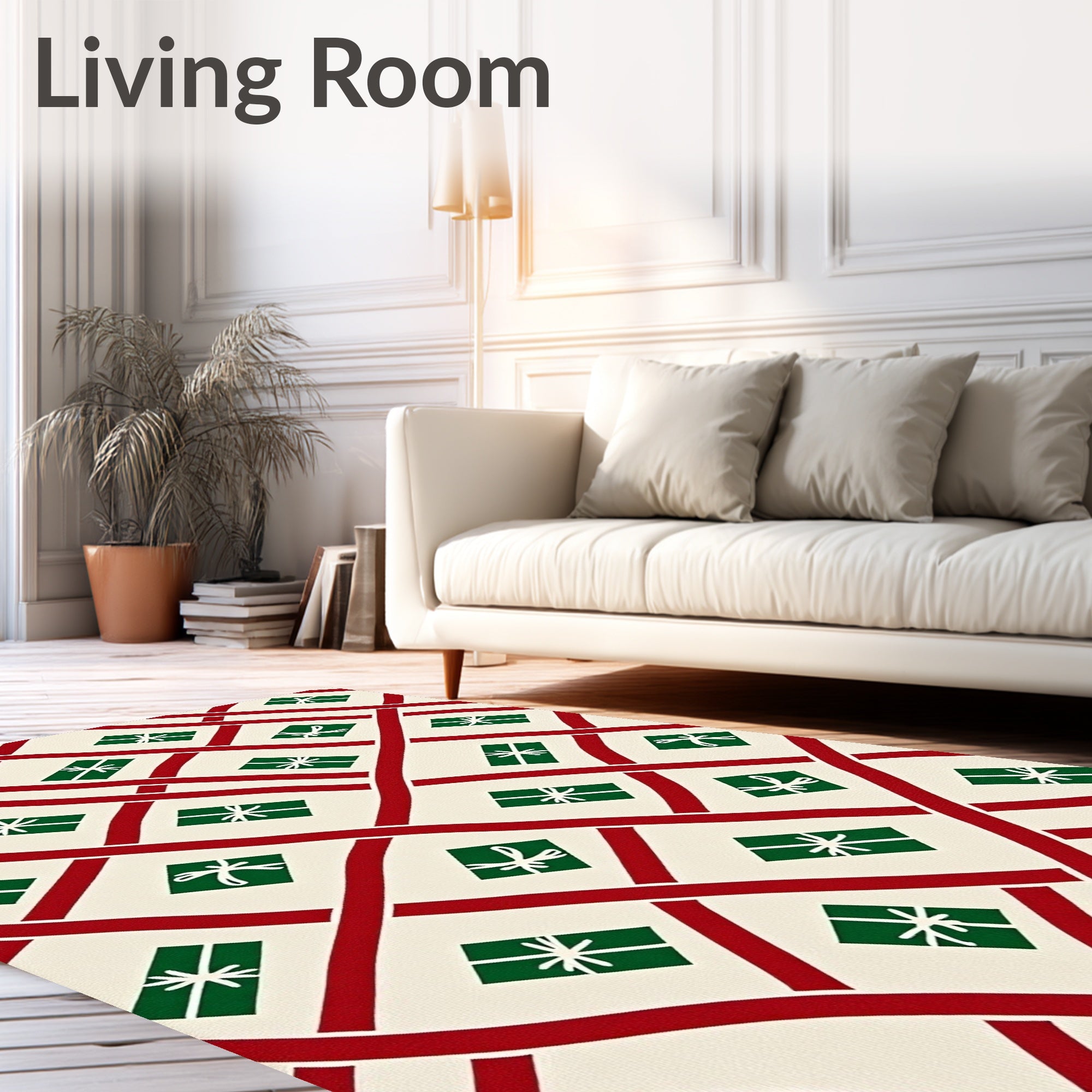 Red Green Gift Wrapped Holiday Lattice Rug