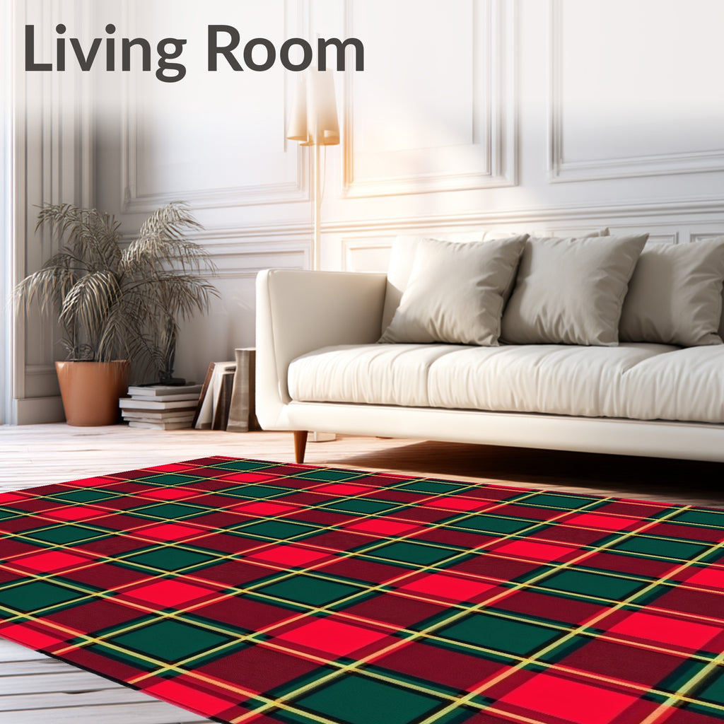 Classic Red Green Tartan Plaid Rug
