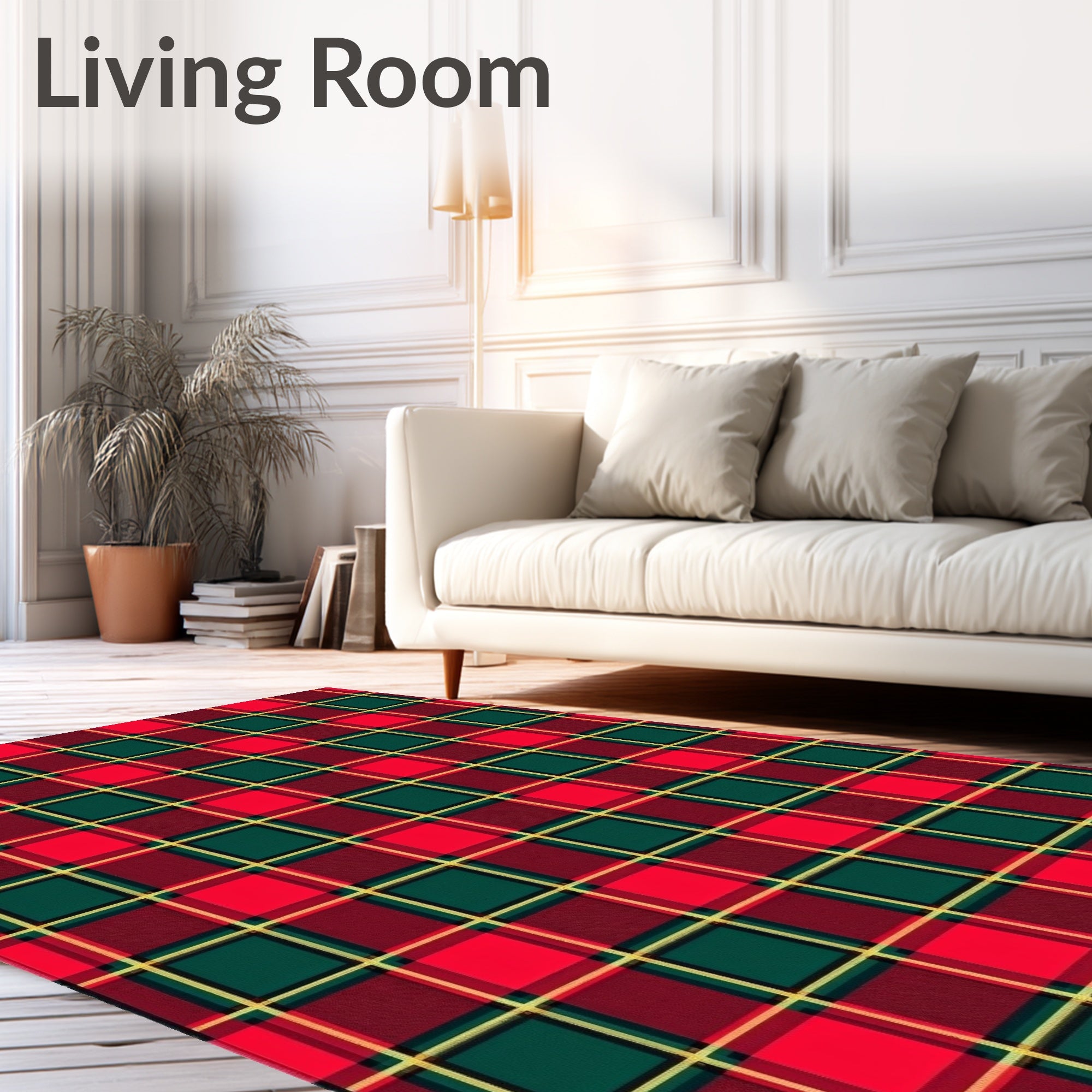Classic Red Green Tartan Plaid Rug