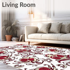 Crimson Skull Baroque Floral Rug
