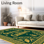 Emerald Gold Floral Scrollwork Medallion Rug